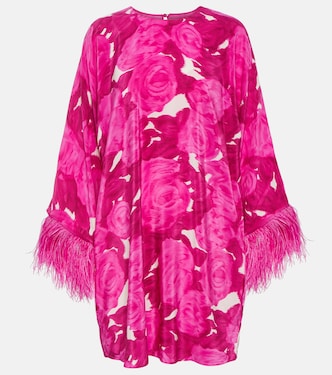 Robe en soie à fleurs et plumes | Valentino