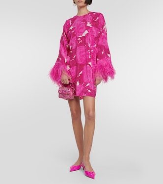 Miniabito in seta con piume | Valentino