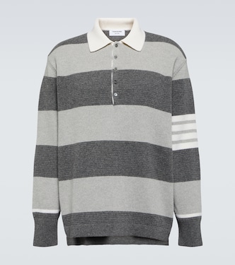 Pull polo rayé en jacquard de laine | Thom Browne