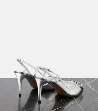 VLogo 80 metallic leather slingback pumps | Valentino Garavani
