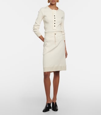 Gonna midi in misto cotone a coste | Bottega Veneta