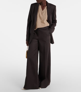 Pantaloni a gamba larga in lana a vita alta | Stella McCartney