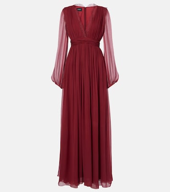 Vestido de fiesta georgette de seda con encaje | Giambattista Valli