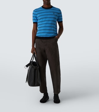 T-shirt in cotone e seta a righe | Prada