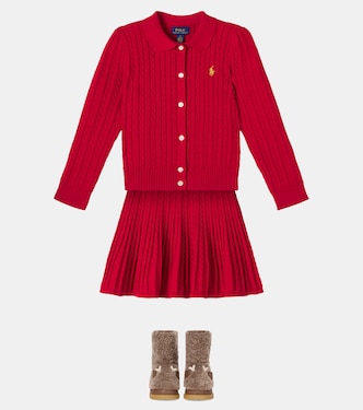 Cable-knit cotton cardigan and skirt set | Polo Ralph Lauren Kids