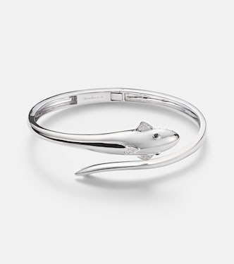 Requin 9kt white gold bangle with diamonds | Yvonne Léon