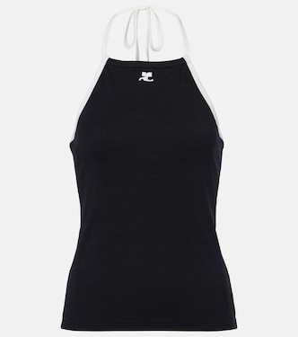 Logo tie-back cotton halterneck top | Courrèges
