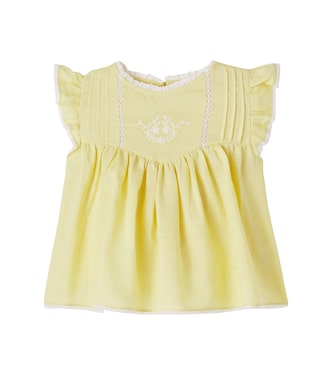 Embroidered lace-trimmed ramie top | C'era Una Volta