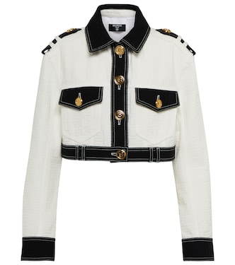 Embossed denim cropped jacket | Balmain