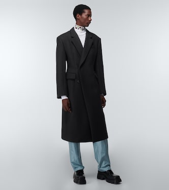 Double-breasted virgin wool overcoat | Prada