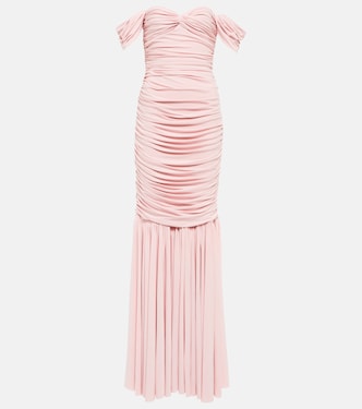 Diana ruched off-shoulder maxi dress | Norma Kamali