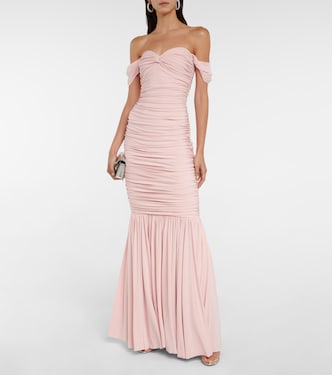 Diana ruched off-shoulder maxi dress | Norma Kamali