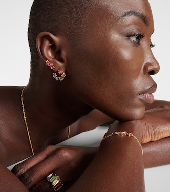 Boucles d’oreilles en or rose 14 ct avec pierres précieuses et diamants | Suzanne Kalan