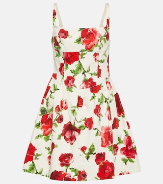 Vestido corto en mezcla de algodón floral | Carolina Herrera