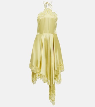 Vestido midi de satén con encaje | Stella McCartney