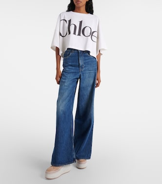 Nama 80 suede and leather wedge sneakers | Chloé