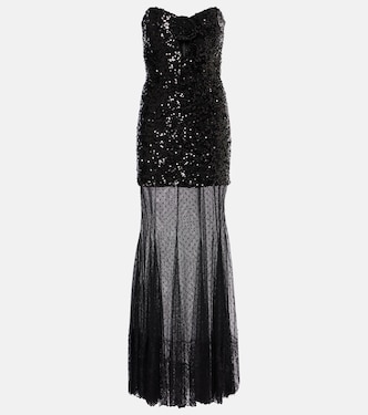 Abito lungo Diana con paillettes in mesh | Rebecca Vallance