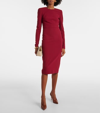 Vestido midi de crepé de mezcla de lana | Victoria Beckham