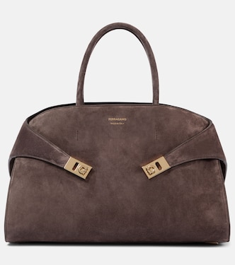 Hug Large suede tote bag | Ferragamo