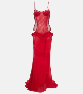 Abito bustier in chiffon con cut-out | The Attico