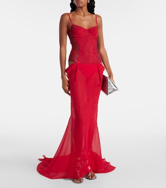 Abito bustier in chiffon con cut-out | The Attico