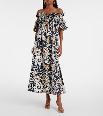 Breakfast ruffled cotton poplin midi dress | La DoubleJ
