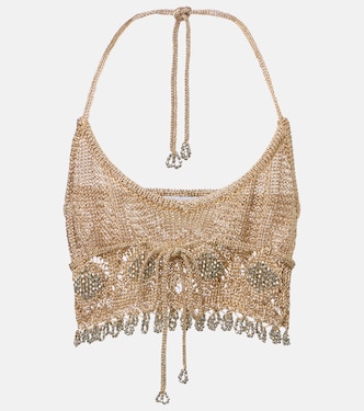 Top cropped in crochet con lamé | Rabanne