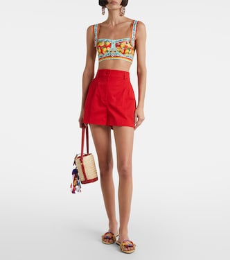 Shorts en mezcla de algodón de tiro alto | Dolce&Gabbana