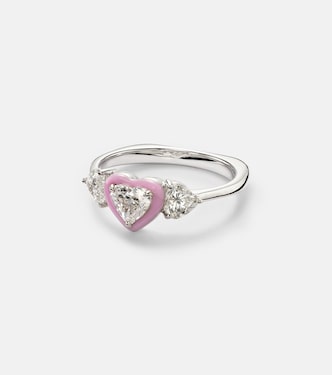 18kt white gold and enamel ring with diamonds  | Kamyen