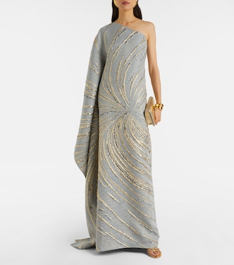 Cannes one-shoulder lamé gown | Taller Marmo