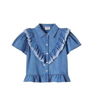 Hazel ruffled cotton chambray shirt | Cozmo