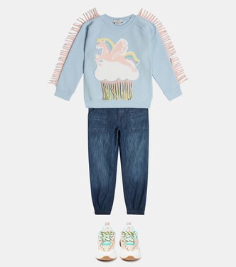 Sudadera de algodón estampada con flecos | Stella McCartney Kids