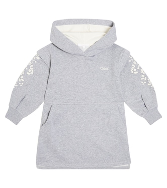 Embroidered cotton hoodie dress | Chloé Kids