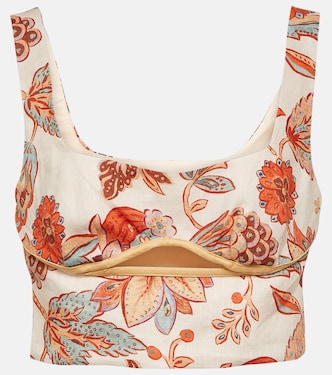 Noemi cutout floral linen crop top | SIR
