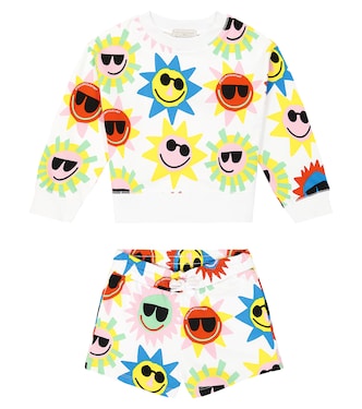 Set de sudadera y shorts de forro polar de algodón | Stella McCartney Kids