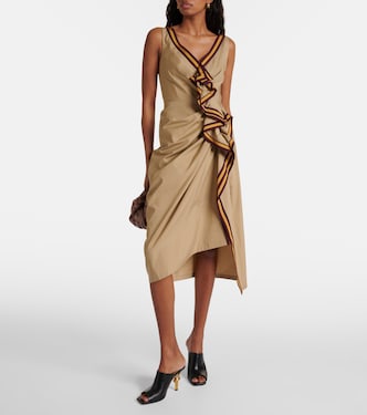 Vestido midi de algodón fruncido | Dries Van Noten