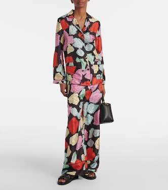 Pantalon ample en soie à fleurs | Marni