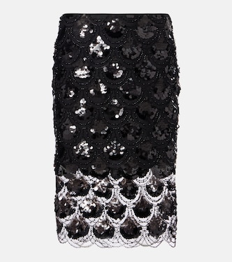 Sequined scalloped midi skirt | Rotate