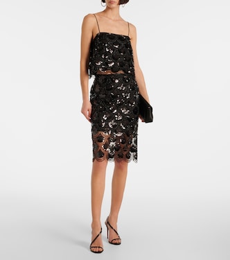Sequined scalloped midi skirt | Rotate