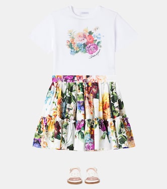 Jupe en coton à fleurs | Dolce&Gabbana Kids