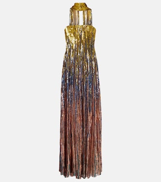 Sequined scarf-detail strapless gown  | Elie Saab