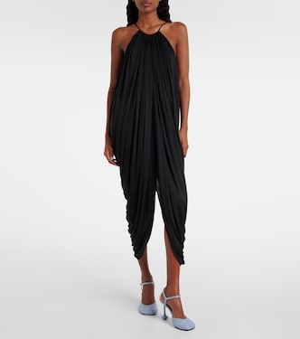 Vestido midi de seda drapeado  | Loewe