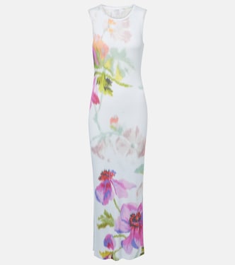 Vestido midi de seda y algodón floral | Loewe