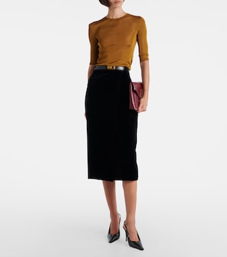 Cotton velvet pencil skirt | Saint Laurent