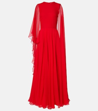 Caped draped silk chiffon gown | Givenchy