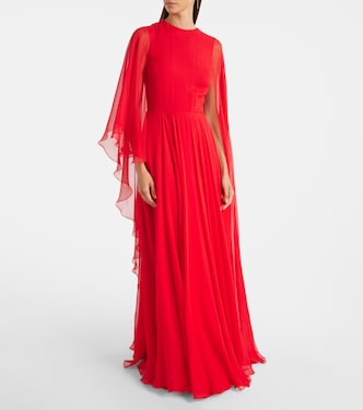 Caped draped silk chiffon gown | Givenchy