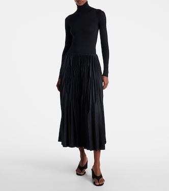 Pleated wool flannel midi skirt | Alaïa