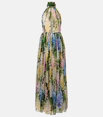 Floral gathered silk chiffon gown | Oscar de la Renta