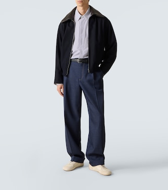 Veste blouson en coton et cuir Intrecciato | Bottega Veneta