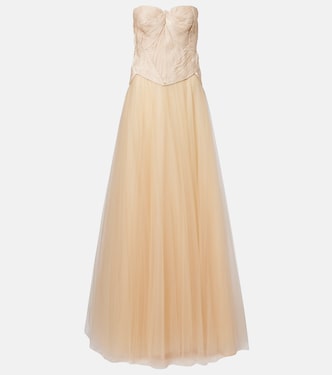 Lucasta georgette bustier gown | Costarellos